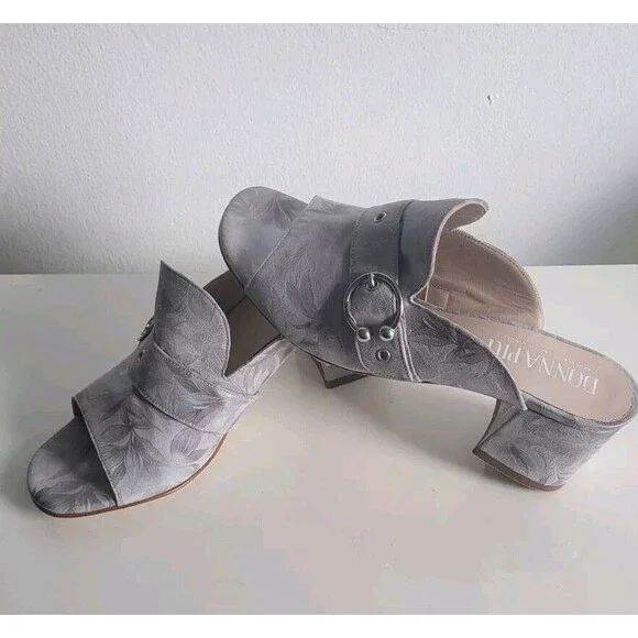 Donna Piu Women's Gray Suede Leather Open-Toe Slides Sandals Size 39 Eur/8.5 Us - Picture 5 of 11